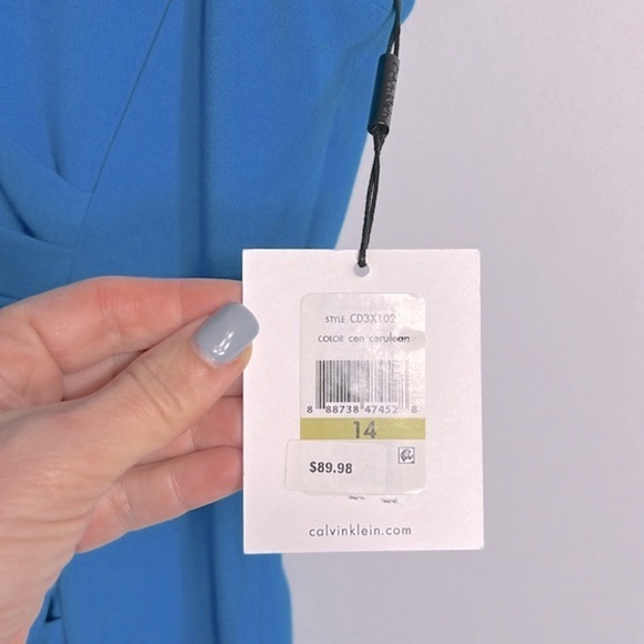 Calvin Klein Sheath Dress with Cap Sleeves and Side Rouching size 14 NWT - Picture 9 of 9